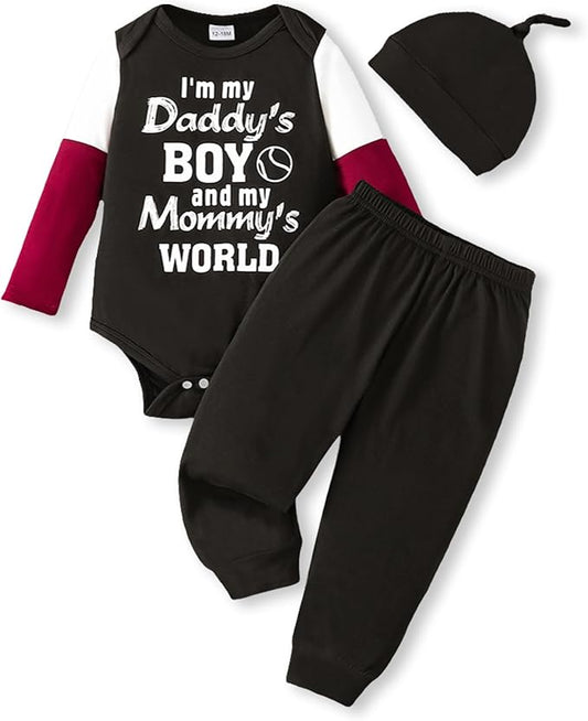 NZRVAWS Newborn Baby Boy Clothes Outfits Letter Prined Romper Pants Set Infant Baby Boy Clothing 0 3 6 9 12 18 Months