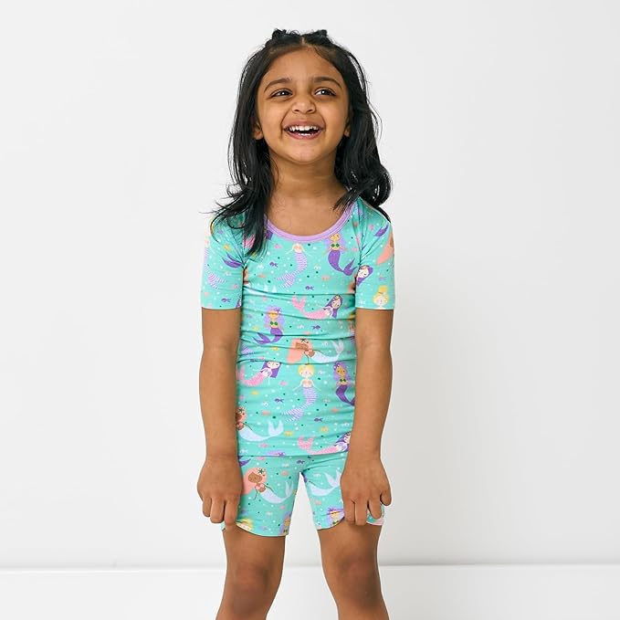 Little Sleepies Pajama Set w/Short Sleeve Shirt & Shorts, Viscose from Bamboo Toddler Pajamas, Girl & Boys Pajamas for Kids