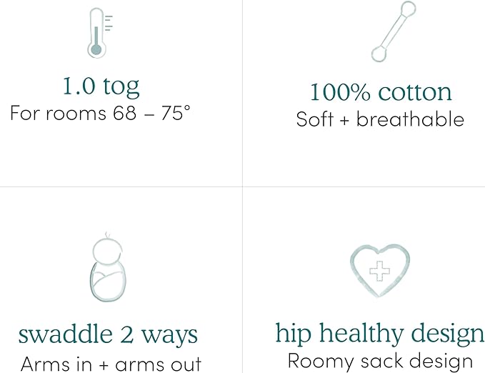 aden + anais Essentials Easy Swaddle Wrap Quick Change with Bottom Zipper, Snug Cotton Knit Baby Wrap Swaddle Blanket for Newborns, TOG 1.0, 3-Pack, Alphabet Animals, 0-3 Months, Small/Medium