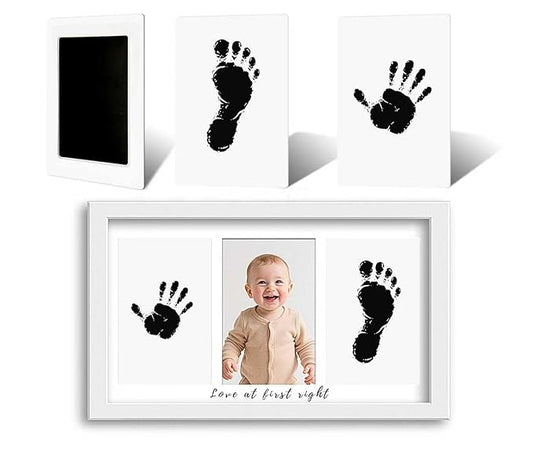 Inkless Baby Hand and Footprint Kit - No Mess Ink Pad for Handprint Girl - Clean Touch Dog Paw Print Kit, Personalized Baby Shower Gifts, Nursery Newborn Keepsake Frame(Alpine White)