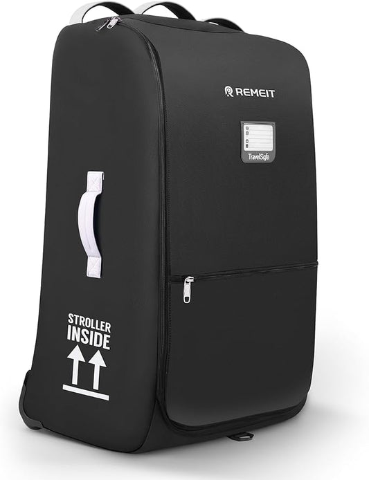 Stroller Bag for Airplane, Stroller Travel Bag Compatible with UPPAbaby Vista, Vista V2, Cruz V2, Rolling Wheel Bag with Storage Pocket, Multiple Handles, Luggage Tag for Flight Travel, Black