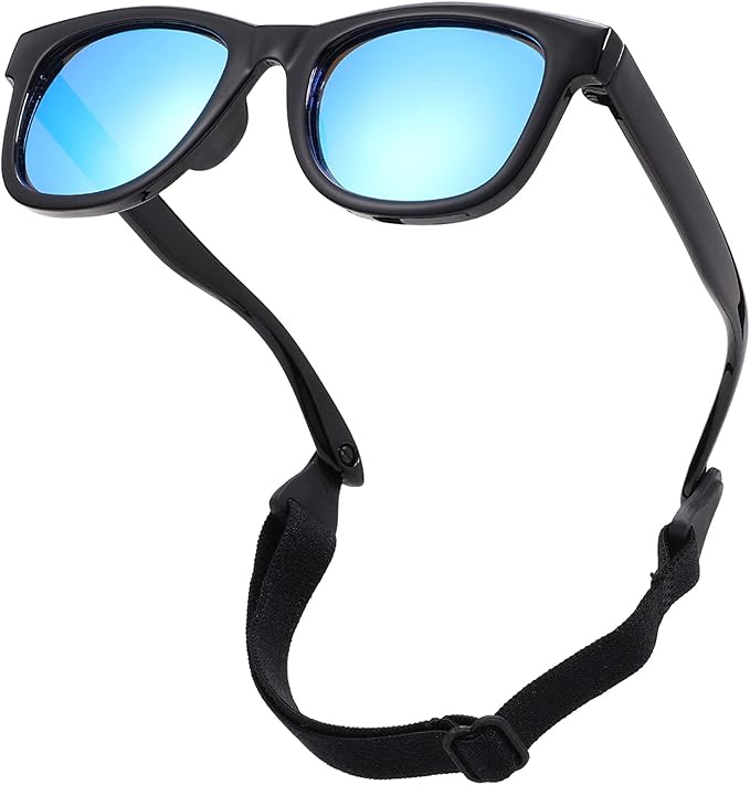 COASION Bendable Flexible Polarized Newborn Baby Sunglasses with Strap for Infant Boys Girls Age 0-12 Months CA8042