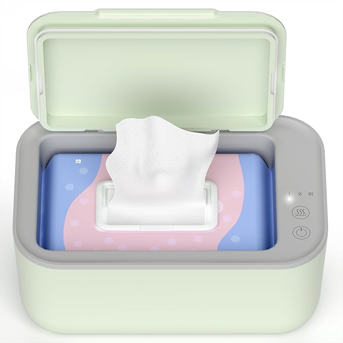 Baby Wipe Warmer, 3-Level Temperature Control, Quiet and Even Heating, Large Capacity for Diaper Changes – Green