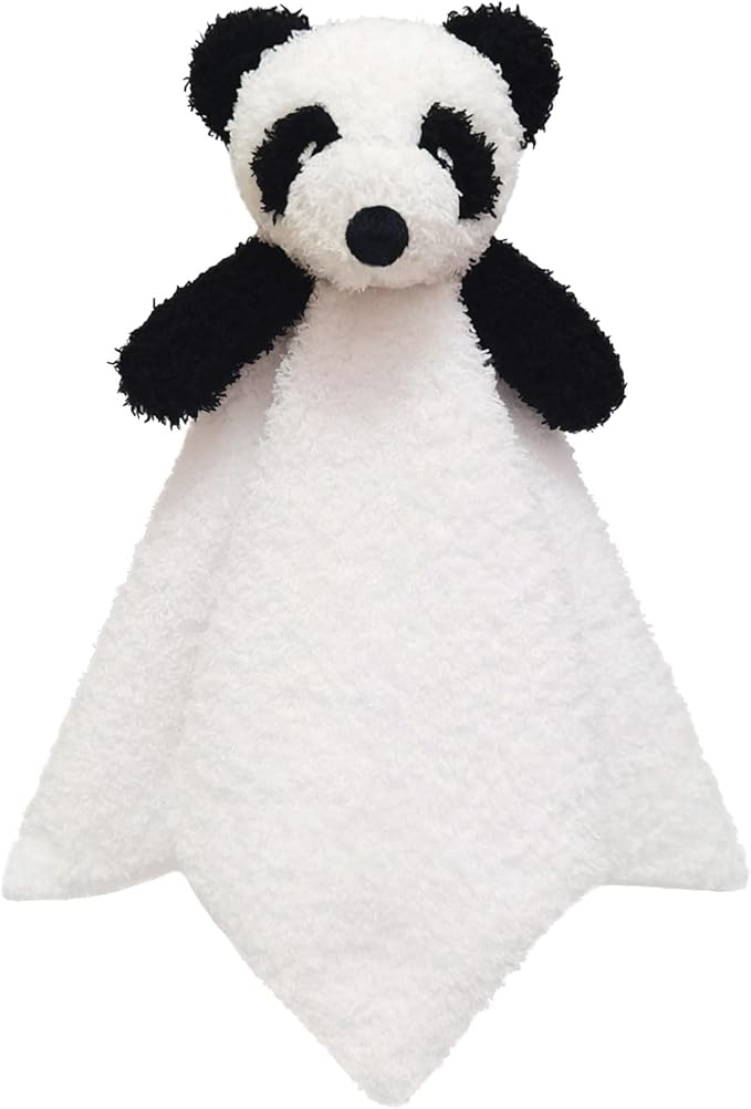 Baby White Panda Soft Stuffed Animal Security Blanket, Plush Panda Character Lovey Blanket, Baby Shower/Nursery Gift, Newborn Infant Toddler Snuggle Blankie for Boys Girls, 14 Inches
