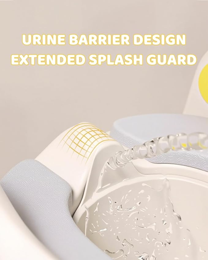 3-in-1 Potty Training Seat & Training Toilet & Potty Chair, Height Adjustable Toddler Toilet Seat for Kids Boys Girls, Foldable Potty Training Toilet with Splash Guard and Anti-Slip Steps