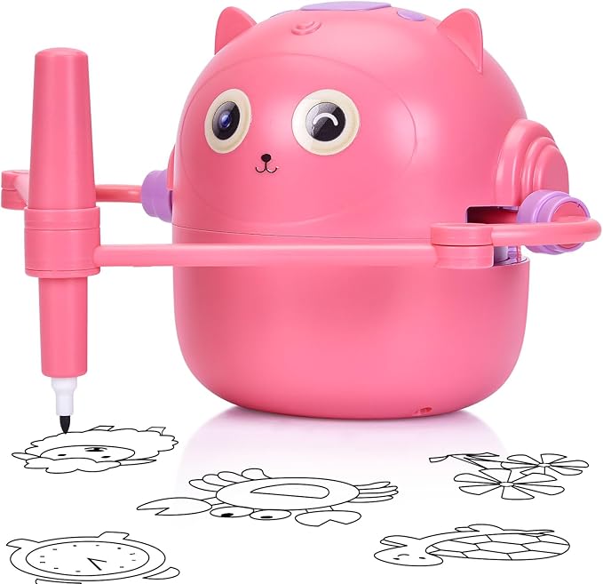 Smart Drawing Robot for Kids with 100 Cards – Voice-Activated Educational Art & Creativity Toy, Montessori Learning Machine for Boys & Girls Ages 3-9 for Toddlers & Children (Pink)