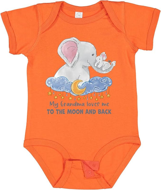inktastic My Grandma Loves Me To the Moon and Back Elephant Family Baby Bodysuit