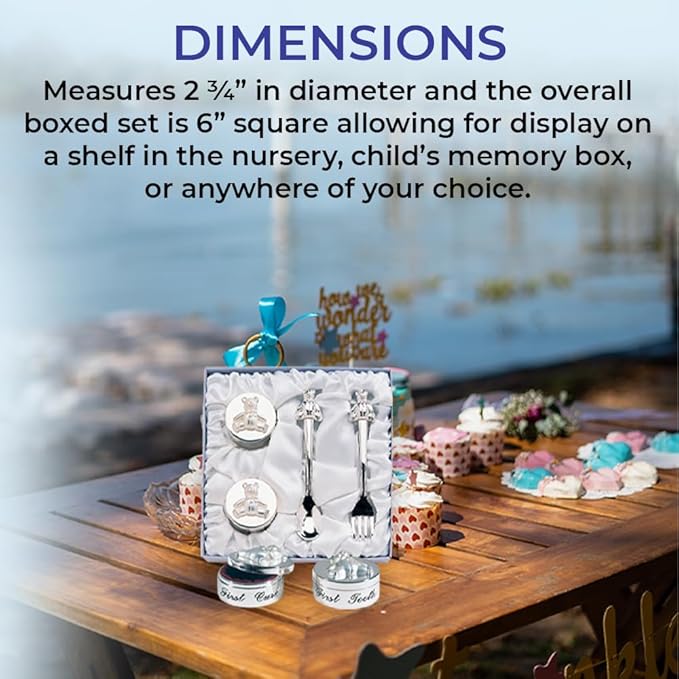 Baby’s First Curl and First Tooth Keepsake Box Collection | Adorable Teddy Bear Designs | Charming Gift | Satin-Lined White Gift Box | 6” Square