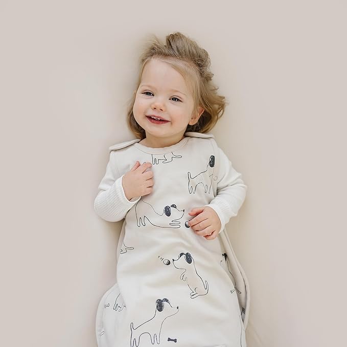 Woolino Merino Wool & Organic Cotton Baby Sleep Sack 2-24 Months – Ultimate 4-Season Baby Sleeping Bag, Universal Size Wearable Blanket, 2-Way Zipper & Adjustable Fit, Year-Round Use – Puppy