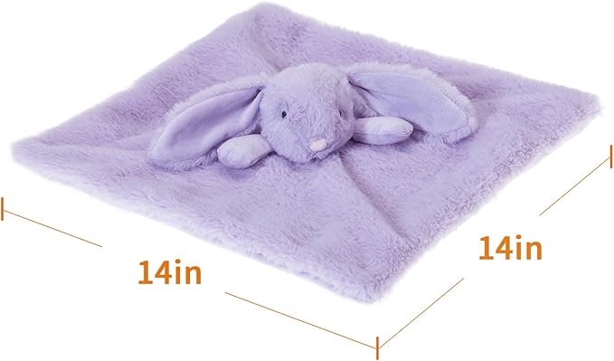 Apricot Lamb Stuffed Animals Purple Bunny Rabbit Security Blanket Infant Nursery Character Blanket Luxury Snuggler Plush Baby Lovey(Purple Bunny)