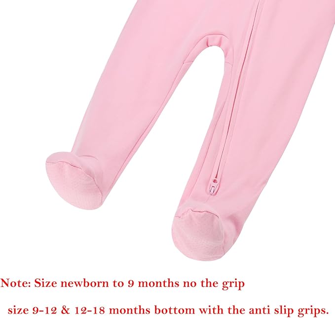Aablexema Baby Footie Pajamas with Mittens - 3Pcs Infant Footed Sleeper Cotton Sleepwear Outfits