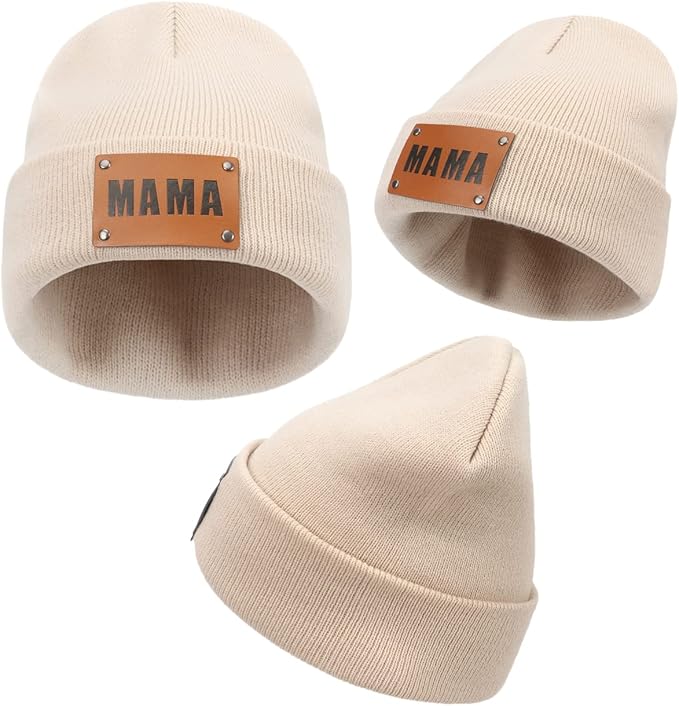 Parent-Child Beanie Hat,Mother & Baby Daughter/Son Winter Warm Knit Hat,Kids Soft Beanie Cap