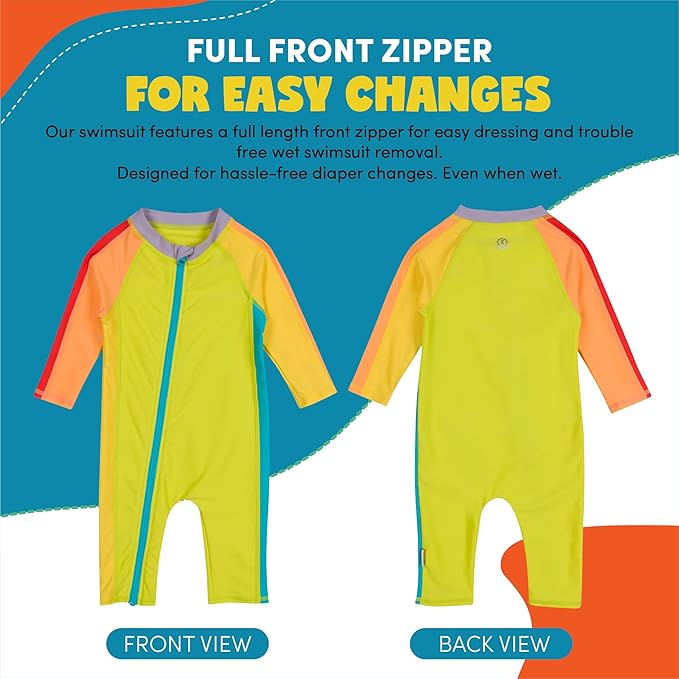 SwimZip Boys' Long-Sleeve UPF 50+ Swimsuit for Baby, Toddler, & Little Boys