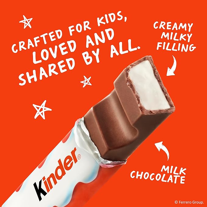 Kinder Chocolate, 18 Four Count Packs, Milk Chocolate Bar with Creamy Milky Filling, Individually Wrapped Candy, 1.8 oz Each