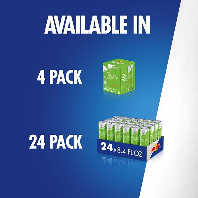 Red Bull Green Edition Energy Drink, Curuba Elderflower, with 80mg Caffeine plus Taurine & B Vitamins, 8.4 Fl Oz, Pack of 24 Cans