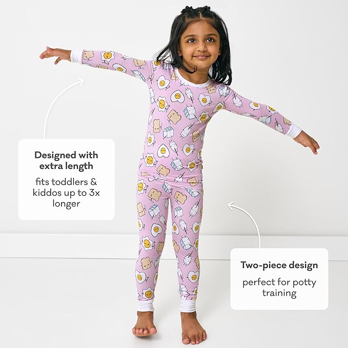 Little Sleepies Two-Piece Pajama Set for Boys & Girls, Soft Viscose from Bamboo Toddler Pajamas for Kids, Family Matching PJs
