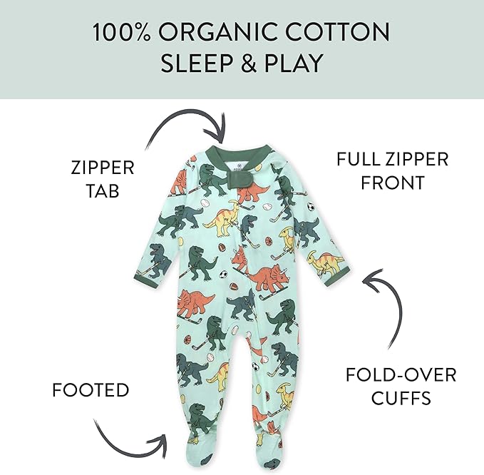HonestBaby Baby Celebration Sleep & Play Footed One-Piece Pajama Sleeper 100% Organic Cotton