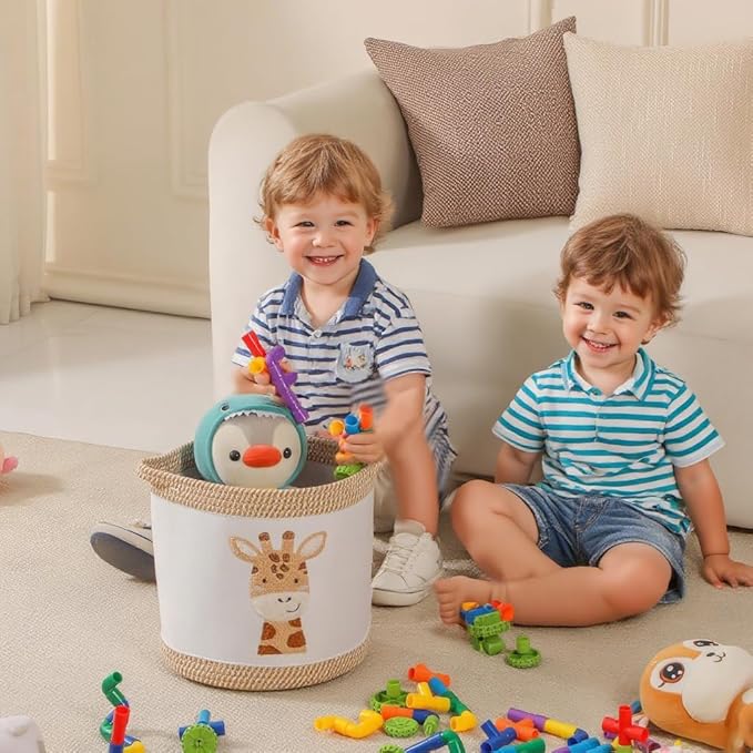 Toy Basket for Baby Laundry Hamper Blanket Baskets Cute Giraffe Nursery Hampers Toy Storage Basket, Woven Cotton Rope Nursery Organization Bins For Girls Boys Kids Newborn Gifts Baskets