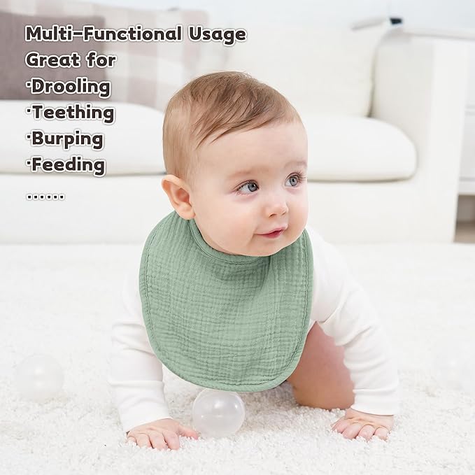 Susurration Muslin Baby Drool Bibs 10Pack Soft Square Adjustable Bandana Bibs for Unisex Baby Girls & Boys