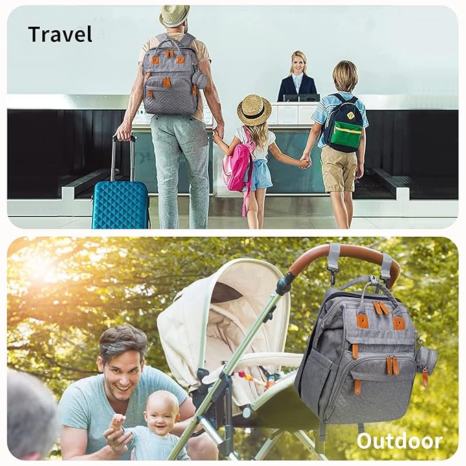 KABAQOO Diaper Bag Backpack with Detachable Changing Station, Large Capacity Baby Diaper Bags for Boys & Girls, Baby Registry Search Stuff & Shower Gifts, Newborn Essentials Must Haves, Grey