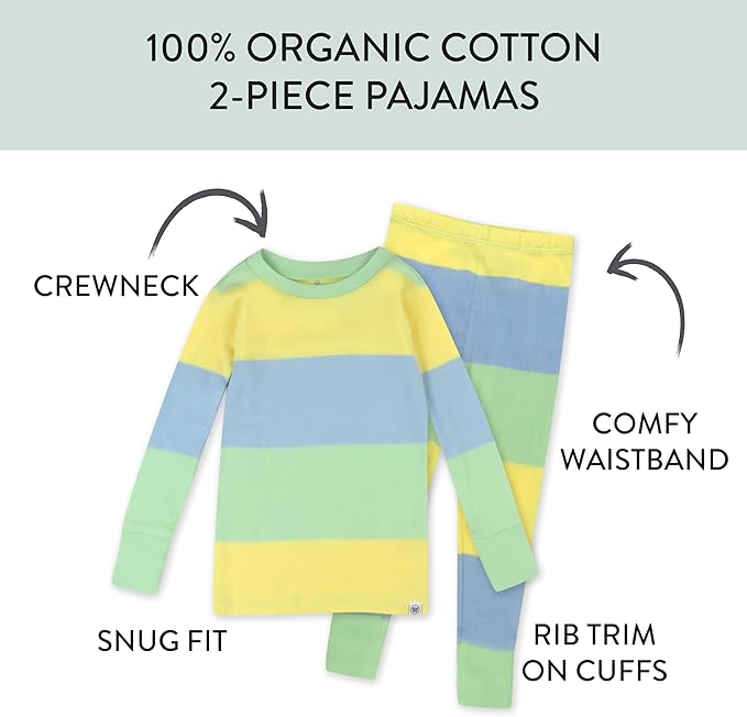 HonestBaby unisex-baby Celebration 2-piece Pajamas Sleepwear Pjs 100% Organic Cotton for Baby, Toddler, Kids