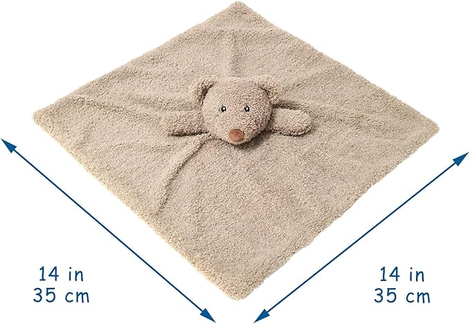 Baby Brown Teddy Bear Soft Stuffed Animal Security Blanket, Plush Bear Character Lovey Blanket, Baby Shower/Nursery Gift, Newborn Infant Toddler Snuggle Blankie for Boys Girls, 14 Inches