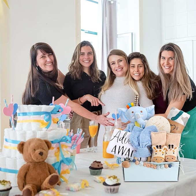 Newborn Baby Boy Gift Basket for Boy, Welcome Home Gift Set with Swaddle Blanket, Clothes, Baby Essentials, Baby Boy Gift Box, Gender Reveal Gift Set