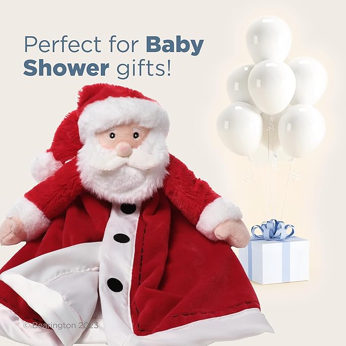 Bearington Baby Santa Snuggler, 15 Inch Plush Christmas Santa Claus Security Blanket Lovey for Babies, for Ages 0-3
