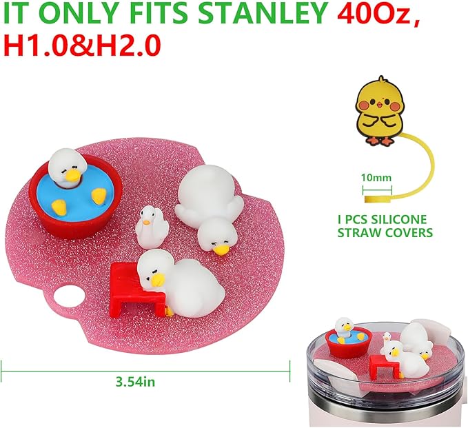 ADAH Charms Compatible with Stanley Cup Accessories,Charms for Stanley Cups H1.0&H2.0 Accessories 40oz with Silicone Straw Cover (E)