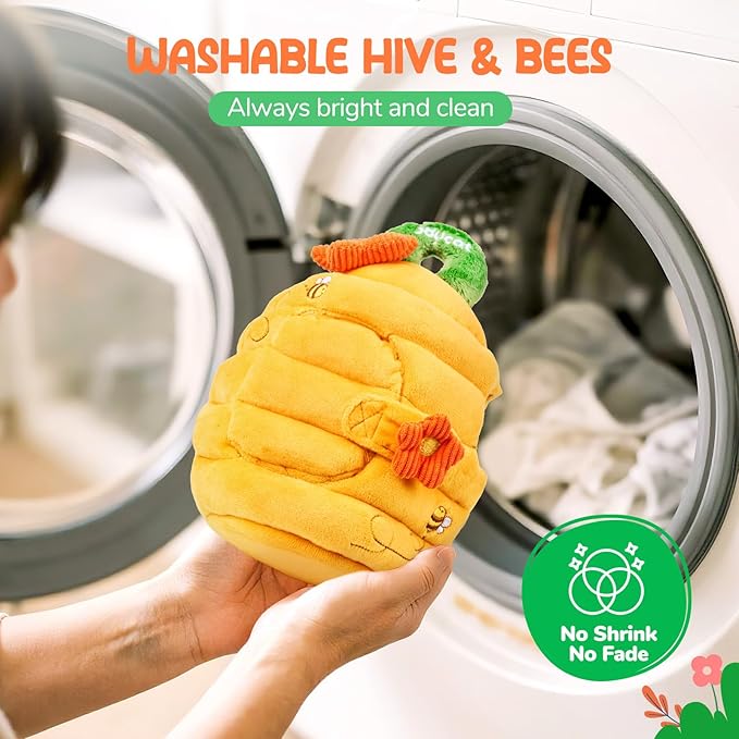 JoyCat 6 Month Old Baby Toys, Flower Beehive with 5 Stuffed Sensory Bees, Crinkle, Rattle, Mirror, Montessori Toys for 6-10 Months Old Babies, Infant Toys Baby Shower Birthday Christmas Gift