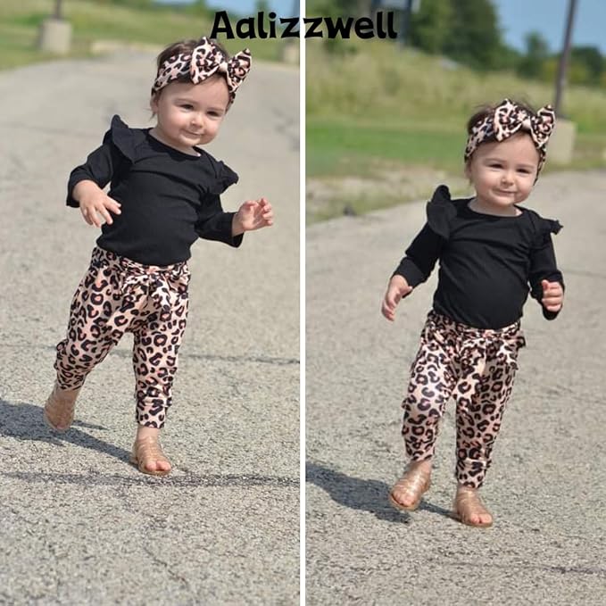 Aalizzwell Preemie Newborn Infant Baby Girls Clothes Ribbed Romper Bodysuit Pants Set Fall Winter Outfits
