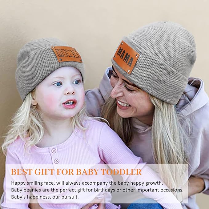 Parent-Child Beanie Hat,Mother & Baby Daughter/Son Winter Warm Knit Hat,Kids Soft Beanie Cap