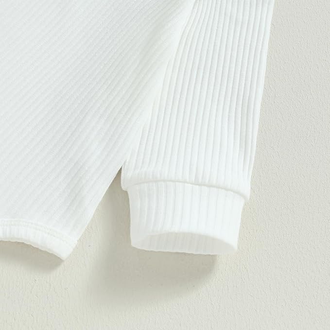 Newborn Baby Boy Girl Clothes Ribbed Knitted Long Sleeve Romper Pants Solid Cotton Infant Fall Winter Outfits 2Pcs