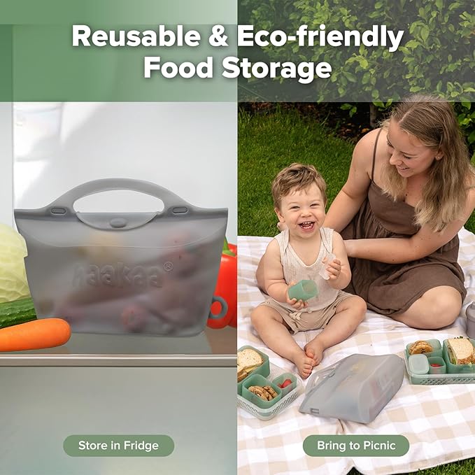 Haakaa Silicone Microwave Steamer & Steriliser Bag, 70oz/2000ml Large Capacity Reusable Steaming Bags for Baby Bottles, Breast Pump, Accessories, Pacifiers,Teethers, Great for Home&On The Go, Grey/1PC