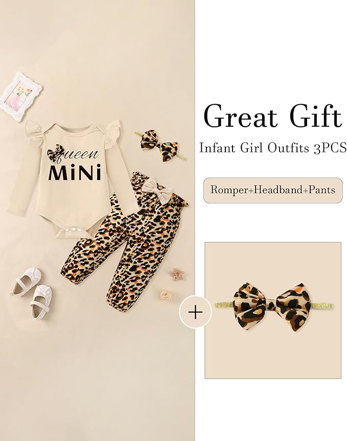 Baby Girl Clothes Newborn Infant Cotton Ruffle Romper+ Floral Pants + Headband Sets Fall Winter Outfits