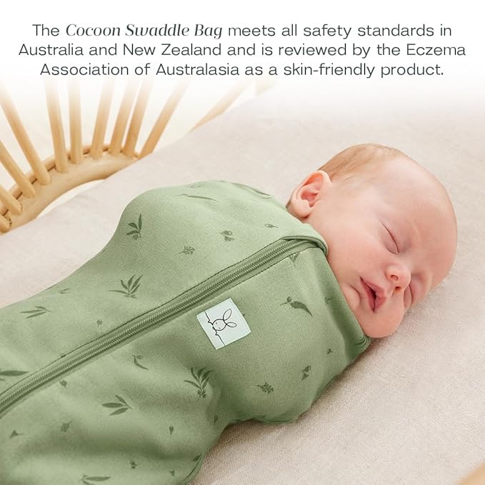 ergoPouch Cocoon Swaddle Sack 0.2 TOG - Baby Sleep Sack, Gentle Snug Fit Helps Calm Startle Reflex, Ideal for Arms In/Out Sleeping, Soft Breathable Fabric for Better Sleep (6-12 Months, Willow)