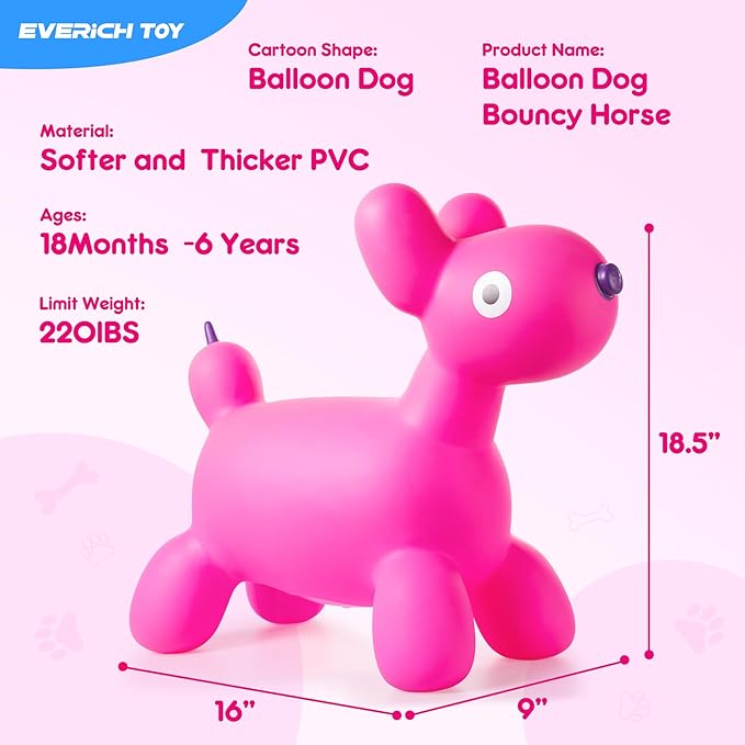 EVERICH TOY Bouncy Horse Hopper for Toddlers, Balloon Dog Bouncy Animals Jumping Horse, Inflatable Ride on Bouncer Hopping Toys Gifts for Boys Girls 18 Months 2 3 4 5 6 Years Old