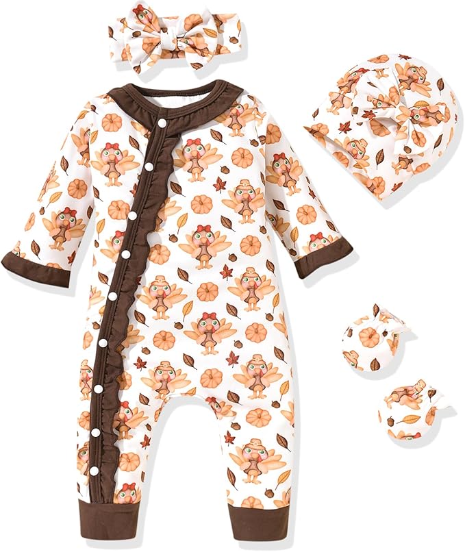 Aalizzwell Baby Girls Romper Outfit Fall Winter Clothes with Accessories