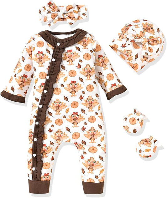 Aalizzwell Baby Girls Romper Outfit Fall Winter Clothes with Accessories