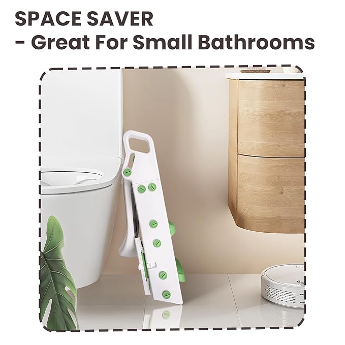 Primlect Space-Saving Potty Training Seat with Ladder, Adjustable Step and Toilet Seat Height, Top Handles for Easy Climbing, Easy to Carry, Portable Toddler Toilet Trainer for Small Bathrooms