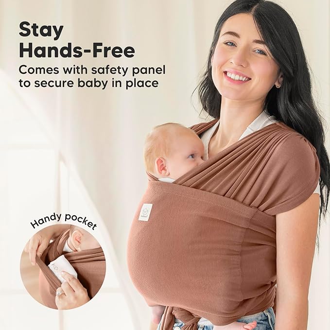 KeaBabies Baby Wrap Carrier Ring Sling - Easy to Wear, Adjustable D-Lite Baby Carrier Newborn to Toddler, Infant Carrying Shirt, Hands Free Bonding, Breathable Fabric Wearing Wrap (Terracota)