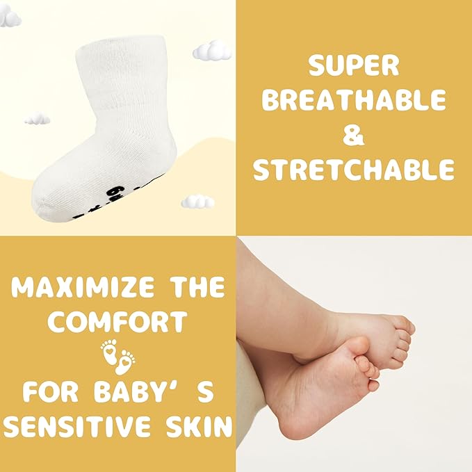 InnoBeta Baby Socks Set with Funny Quotes (4 Pairs) Newborn/Infant Socks for Baby Shower, Gender Reveal 3-12 Months
