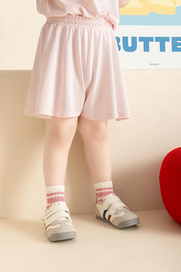 Toddler Grip Socks with Non-Slip, Unisex Baby Retro Stripe Seamless Crew Ankle Cotton Socks for Girls Boys 6 Pairs