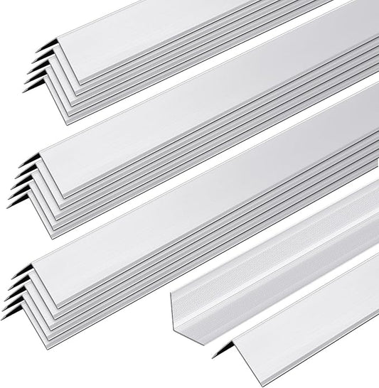 Therwen 30 Pcs Aluminum Alloy Metal Molding Corner Guards 48 x 1.2 x 1.2 Inches Wall Corner Guard Protectors with 90° Angle Door Frame Cabinet Baseboard Protector for Edge Wall Decoration (Sliver)