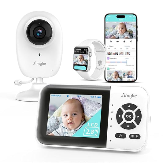 Smart Video Baby Monitor with Camera and Audio,Dual Mode,WiFi On/Off Switch,2.8inch Display,App,1080p Camera,1500ft Long Range,Night Vision,2-Way Talk,AI Baby Growth Album Function