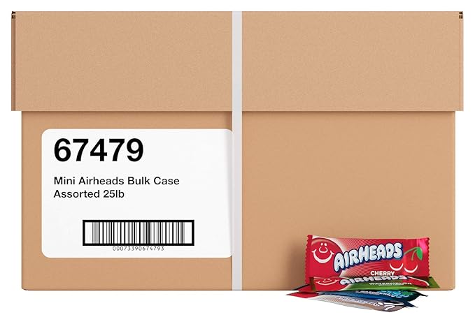 Airheads Mini Bars, Halloween Trick or Treat Candy, Assorted Flavors Variety Pack, Individually Wrapped Bulk Candy for Adults & Kids, Non-Melting, Party, 25 Pound Box