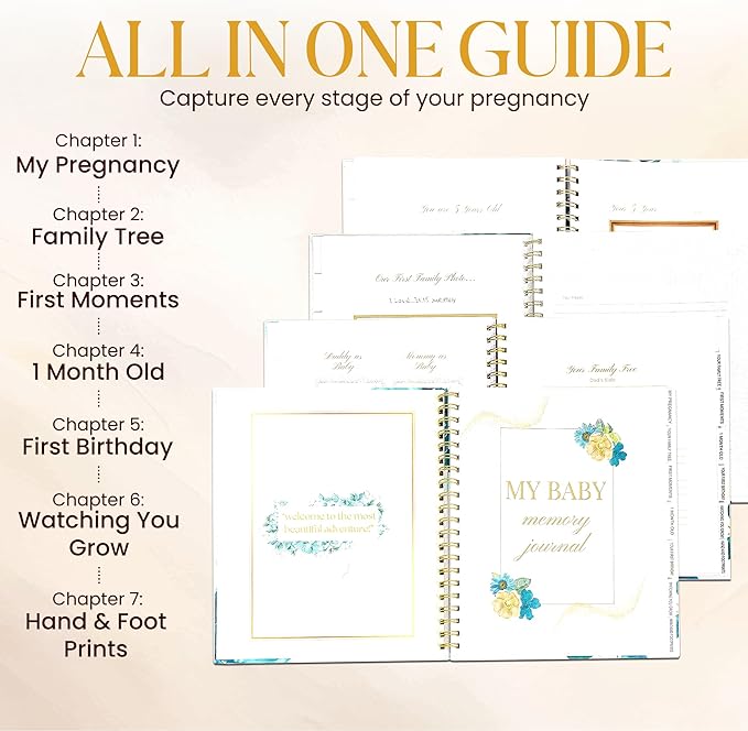 Pregnancy Journal Keepsake Book, 97 Page Hardcover Pregnancy Book, Baby Keepsake Book, Baby Books from Birth, Pregnancy Planner, Baby Book Keepsake, Pregnancy Journal for New Moms, Includes Pen , note block.