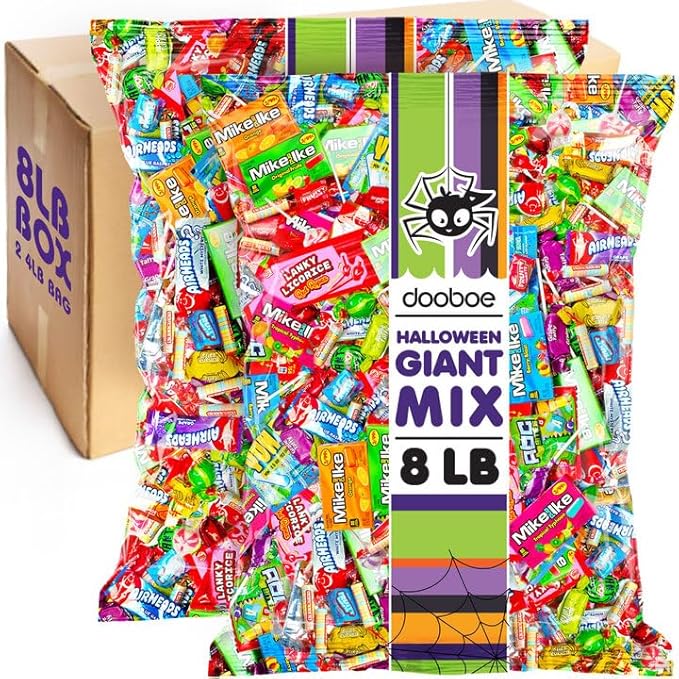 Candy Assortment Bulk - 8 Pounds - Back To School Candies - Halloween Variety Pack - Bag Individually Wrapped - Pinata Filler Candies