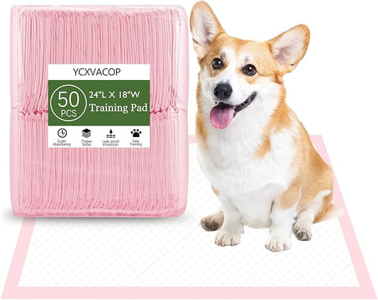 50 Pcs Disposable Changing Pads,Disposable Puppy Pads,Puppy Training Pads,24" x 18" Dog Pee Pads,Super Absorbent Potty Pads,Leak Proof Pet Training Pads,for Puppies Cats Rabbits( Pink, Small)
