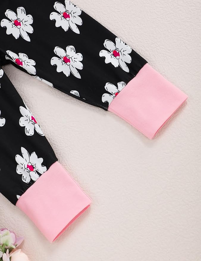 oklady Toddler Baby Girl Clothes Solid Color Ruffle Tops Floral Pants with Headband Fall Winter Cute Girl Outfits